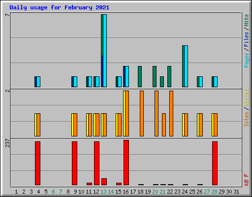 Daily usage for February 2021