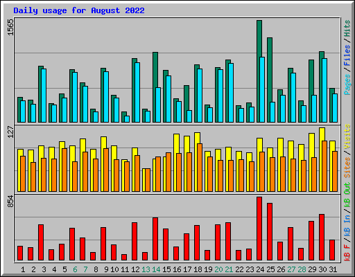 Daily usage for August 2022
